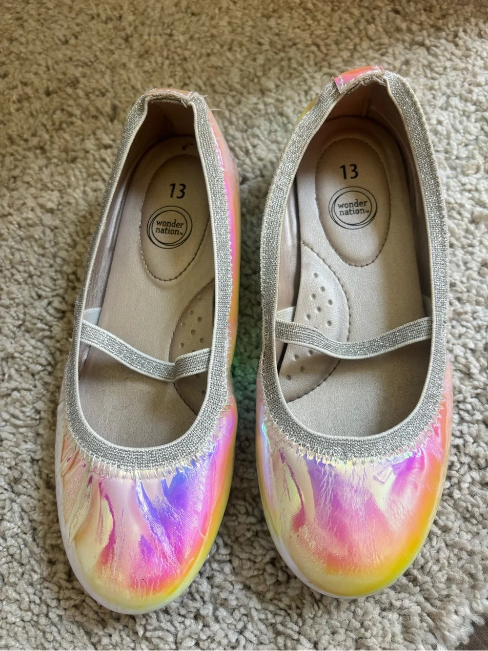 wonder nation Iridescent Rainbow Ballet Flats - Pink/Yellow
